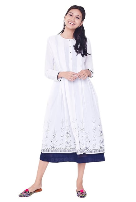 Global Desi White Printed Cotton Kurta Global Desi White Printed Cotton Kurta
