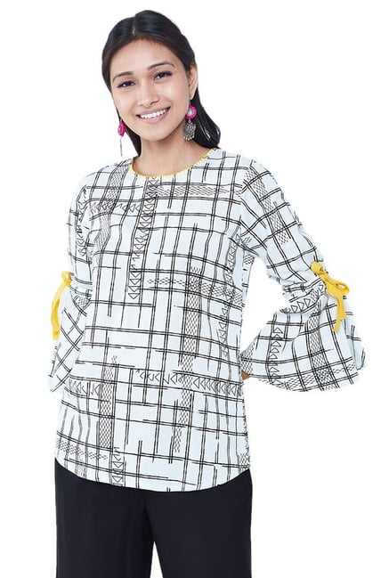 Global Desi White Checks Top Global Desi White Checks Top
