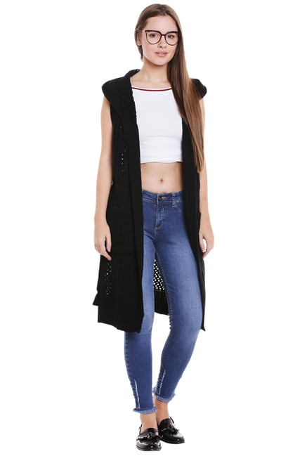 Globus Black Crochet Cardigan Globus Black Crochet Cardigan