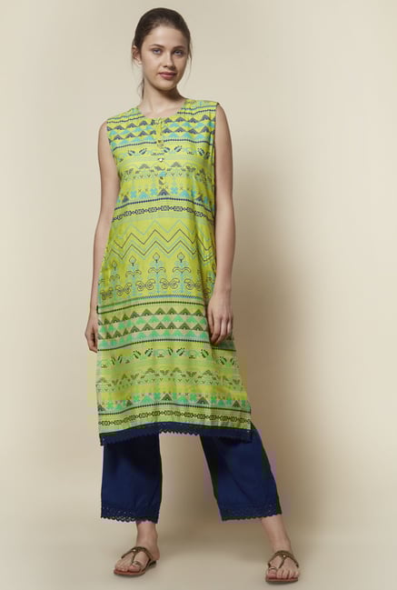 Zudio Lime Green Aztec Kurta Zudio Lime Green Aztec Kurta