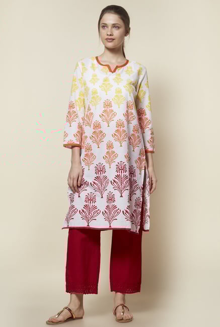 Zudio White Floral Kurta Zudio White Floral Kurta