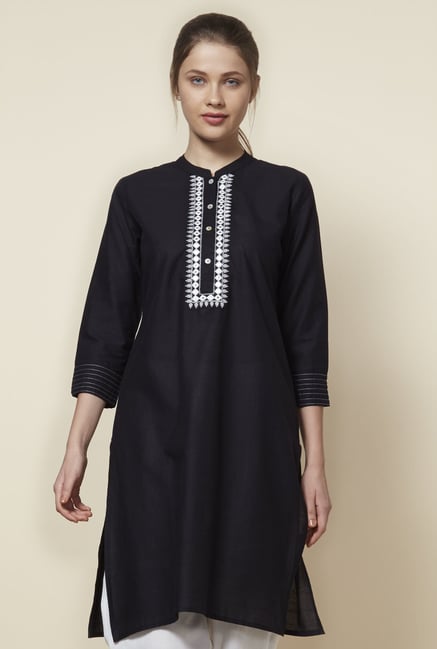 Zudio Black Mirror-Work Kurta Zudio Black Mirror-Work Kurta