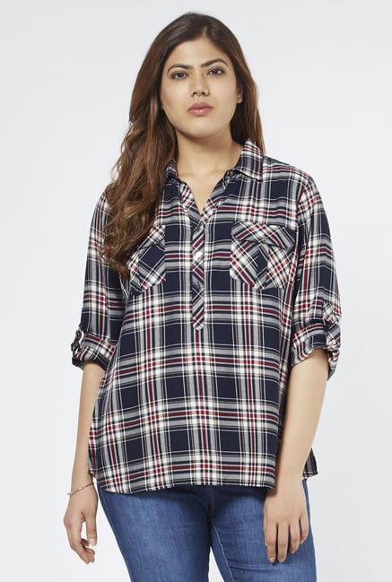 Gia by Westside Navy Nora Blouse Gia by Westside Navy Nora Blouse