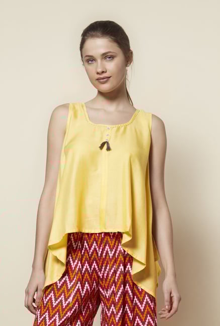 Zudio Yellow Slim Fit Ethnic Top Zudio Yellow Slim Fit Ethnic Top