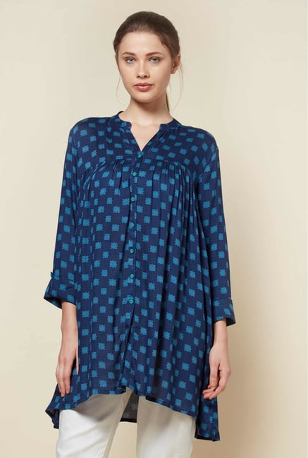Zudio Blue Printed Kurta Zudio Blue Printed Kurta