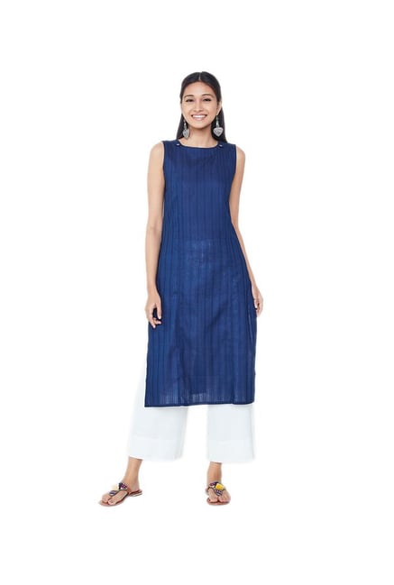 Global Desi Navy Printed Kurta Global Desi Navy Printed Kurta