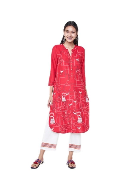 Global Desi Red Printed Kurta Global Desi Red Printed Kurta