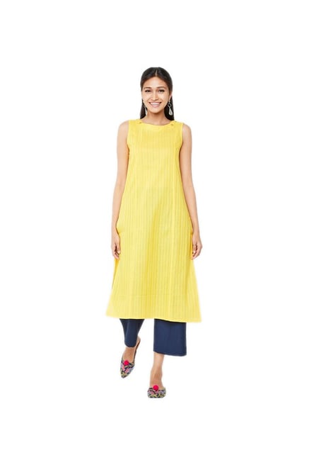 Global Desi Yellow Printed Kurta Global Desi Yellow Printed Kurta