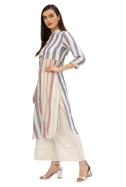 Desi Fusion Multicolor Striped Kurta Desi Fusion Multicolor Striped Kurta
