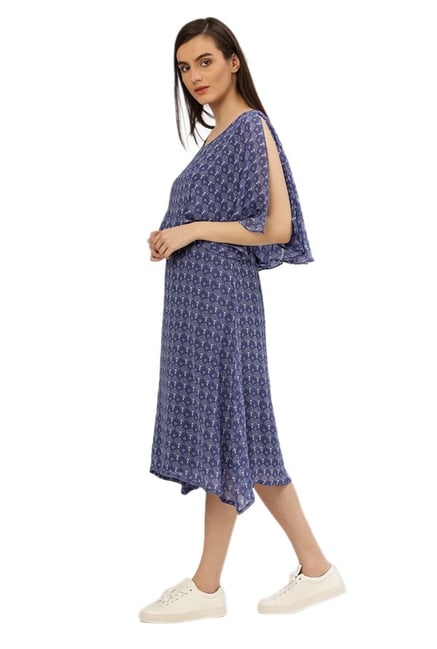Desi Fusion Blue Printed Dress Desi Fusion Blue Printed Dress