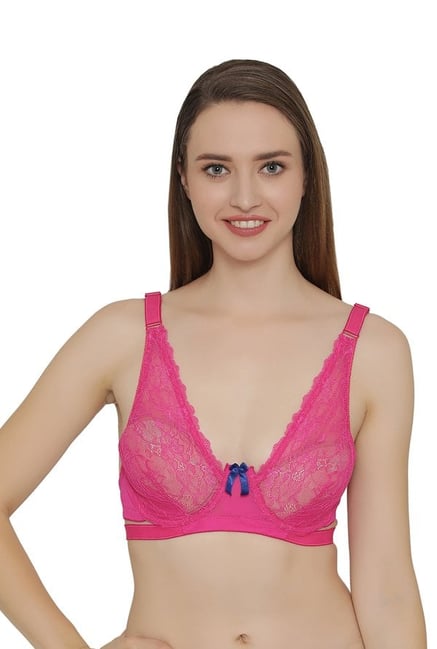 Clovia Pink Under Wired Non Padded Plunge Bra Clovia Pink Under Wired Non Padded Plunge Bra