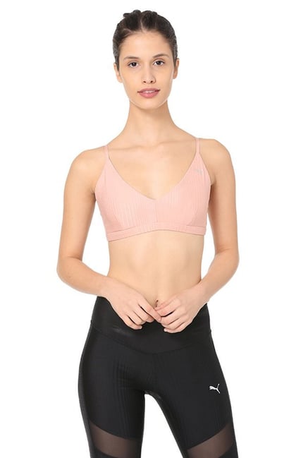 Puma Peach Striped Long Line Sports Bra Puma Peach Striped Long Line Sports Bra