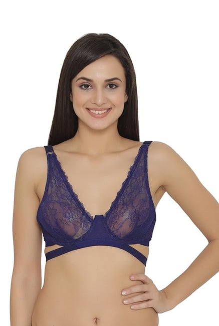 Clovia Navy Under Wired Non Padded Plunge Bra Clovia Navy Under Wired Non Padded Plunge Bra