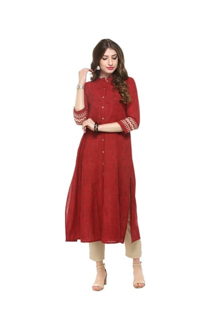Varanga Rust Textured Cotton Kurta Varanga Rust Textured Cotton Kurta