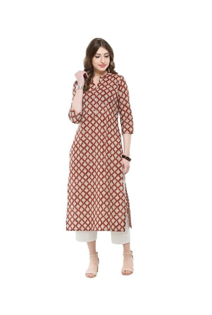 Varanga Rust Printed Cotton Kurta Varanga Rust Printed Cotton Kurta