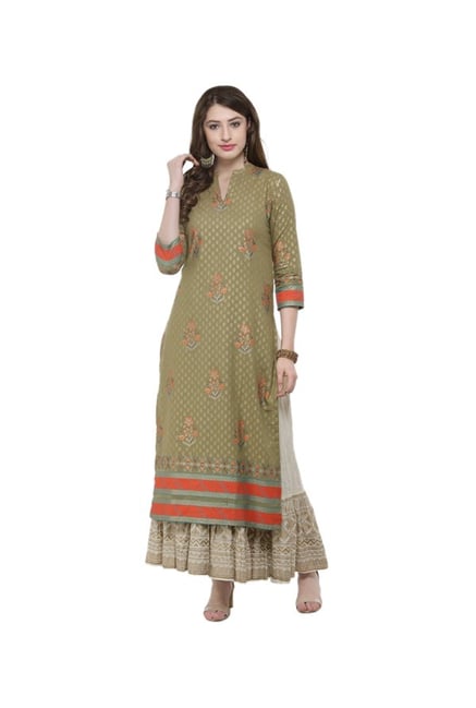 Varanga Olive Printed Kurta Varanga Olive Printed Kurta