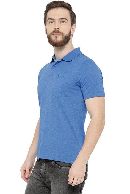 Neva Blue Cotton Regular Fit Half Sleeves T-Shirt Neva Blue Cotton Regular Fit Half Sleeves T-Shirt
