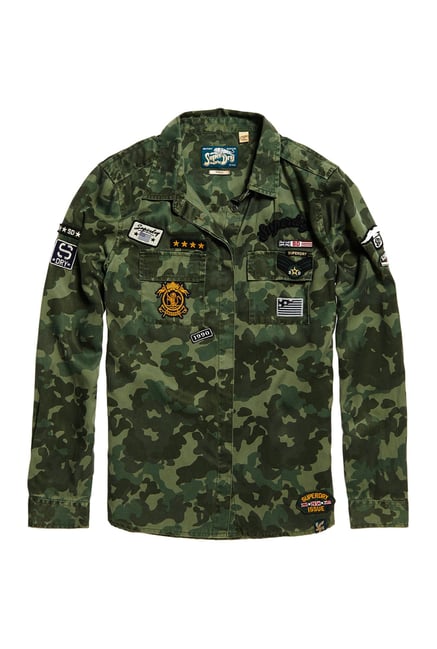 Superdry Olive Camo Print Shirt Superdry Olive Camo Print Shirt