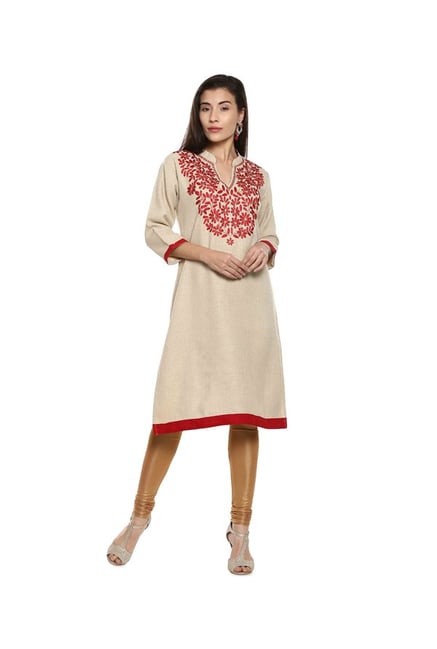 Soch Beige Embroidered Jute Kurta Soch Beige Embroidered Jute Kurta