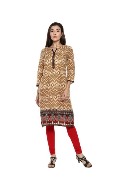 Soch Beige Printed Cotton Kurta Soch Beige Printed Cotton Kurta