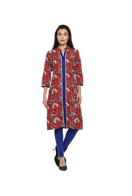Soch Red Printed Cotton Kurta Soch Red Printed Cotton Kurta