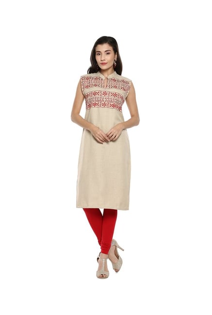 Soch Beige Embroidered Jute Kurta Soch Beige Embroidered Jute Kurta