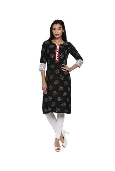 Soch Black Printed Cotton Kurta Soch Black Printed Cotton Kurta