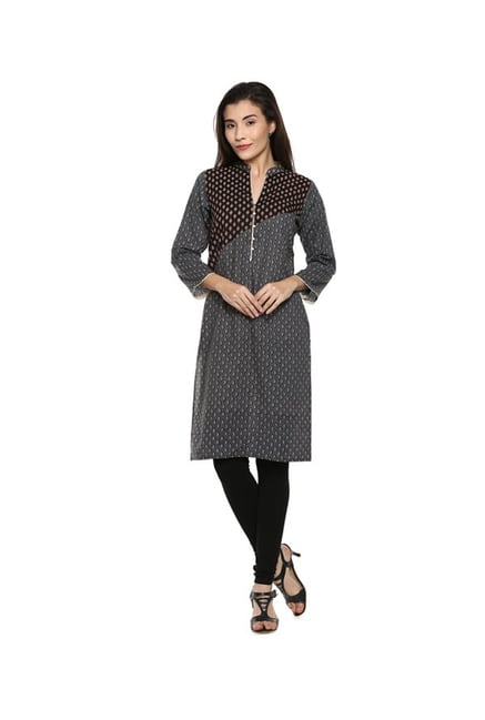 Soch Grey Printed Cotton Kurta Soch Grey Printed Cotton Kurta