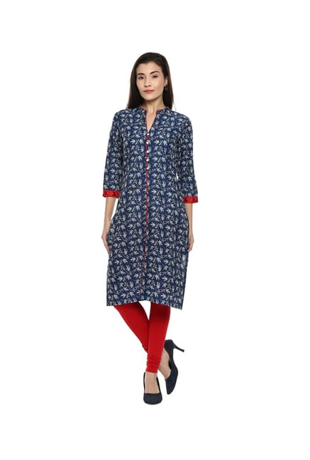 Soch Navy Printed Cotton Kurta Soch Navy Printed Cotton Kurta