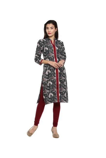 Soch Grey Printed Cotton Kurta Soch Grey Printed Cotton Kurta