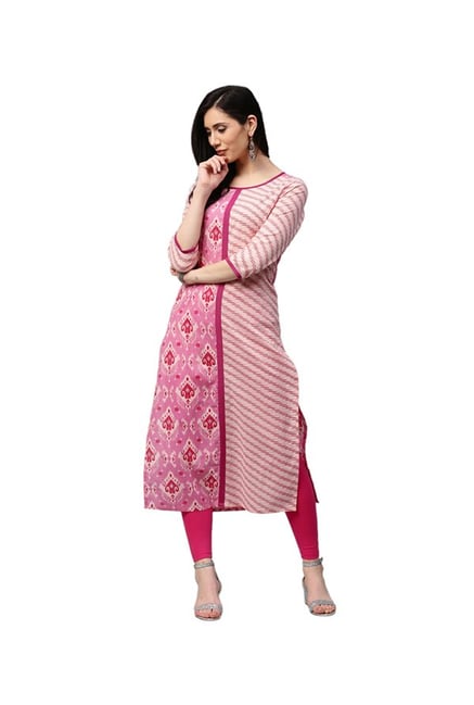 Jaipur Kurti Pink Printed Cotton Kurta Jaipur Kurti Pink Printed Cotton Kurta