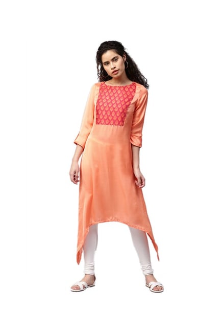 Jaipur Kurti Orange Satin Kurta Jaipur Kurti Orange Satin Kurta