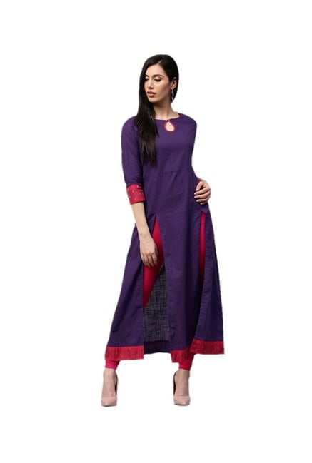 Jaipur Kurti Purple Cotton Dress Jaipur Kurti Purple Cotton Dress
