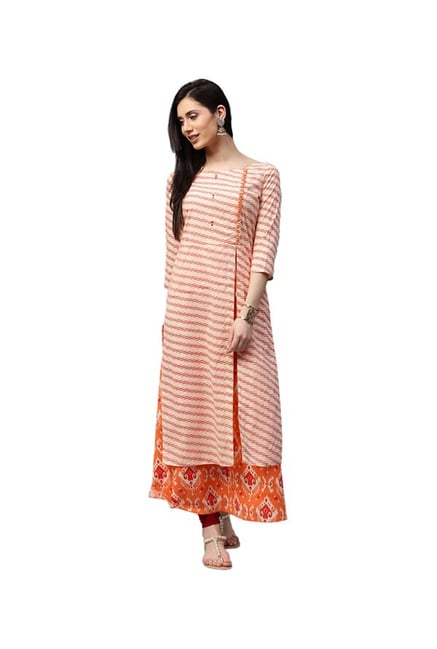 Jaipur Kurti Beige & Red Printed Cotton Kurta Jaipur Kurti Beige & Red Printed Cotton Kurta