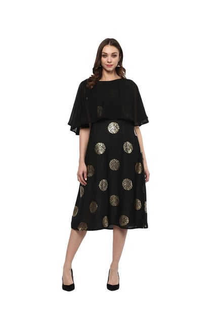 Ziyaa Black Printed Polysilk Kurta Ziyaa Black Printed Polysilk Kurta