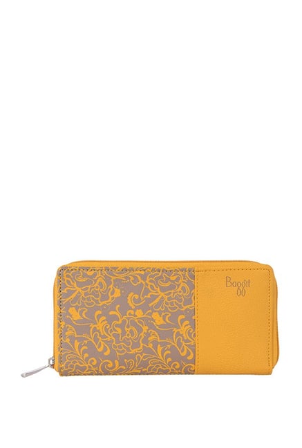 Baggit Strap Mango Yellow & Beige Printed Wallet Baggit Strap Mango Yellow & Beige Printed Wallet