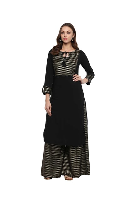 Ziyaa Black Printed Crepe Kurta Ziyaa Black Printed Crepe Kurta