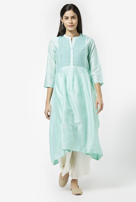 Zuba by Westside Mint Green Melange Kurta with Chemise Zuba by Westside Mint Green Melange Kurta with Chemise