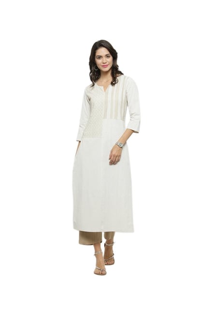 Varanga White Printed Cotton Kurta Varanga White Printed Cotton Kurta