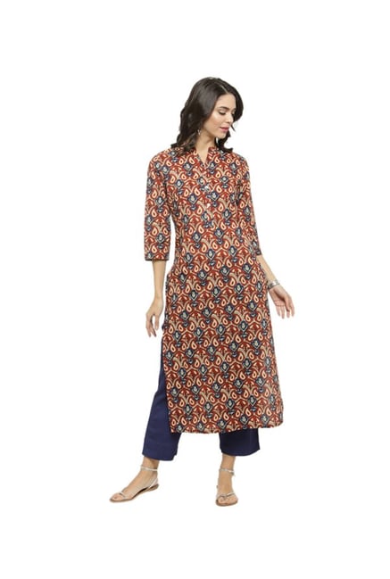 Varanga Red Printed Cotton Kurta Varanga Red Printed Cotton Kurta