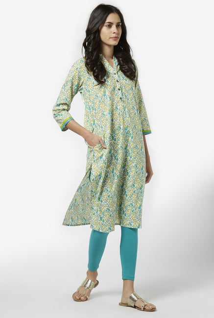 Utsa by Westside Lime Green Pure Cotton Kurta Utsa by Westside Lime Green Pure Cotton Kurta
