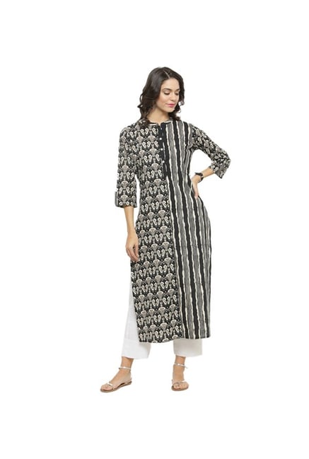 Varanga Black Printed Cotton Kurta Varanga Black Printed Cotton Kurta