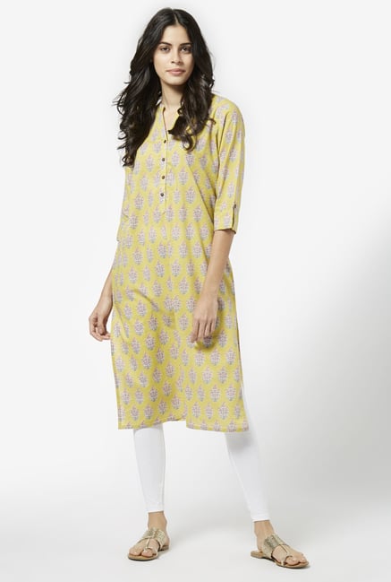 Utsa by Westside Yellow Pure Cotton Kurta Utsa by Westside Yellow Pure Cotton Kurta