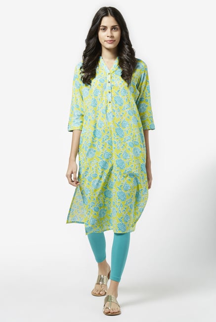 Utsa by Westside Lime Green Pure Cotton Kurta Utsa by Westside Lime Green Pure Cotton Kurta