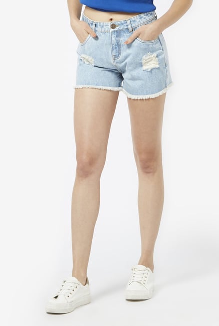 Nuon by Westside Blue Pure Cotton Denim Shorts Nuon by Westside Blue Pure Cotton Denim Shorts