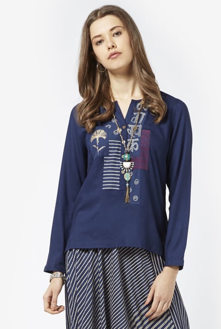 Bombay Paisley by Westside Dark Navy Kurti Bombay Paisley by Westside Dark Navy Kurti