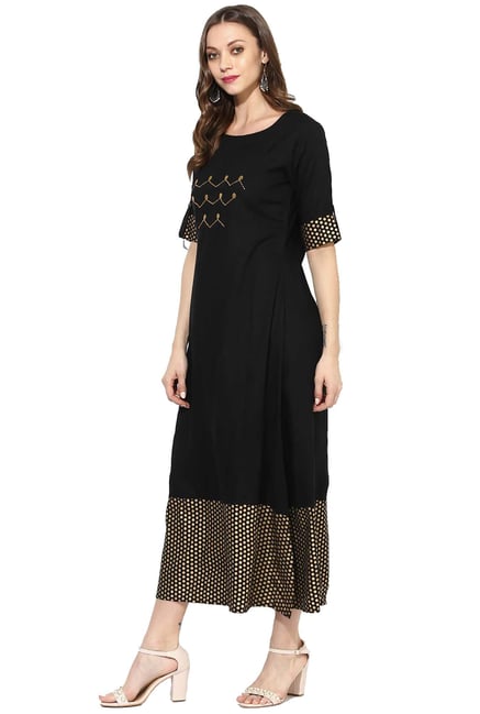 Varanga Black Polka Dots Dress Varanga Black Polka Dots Dress