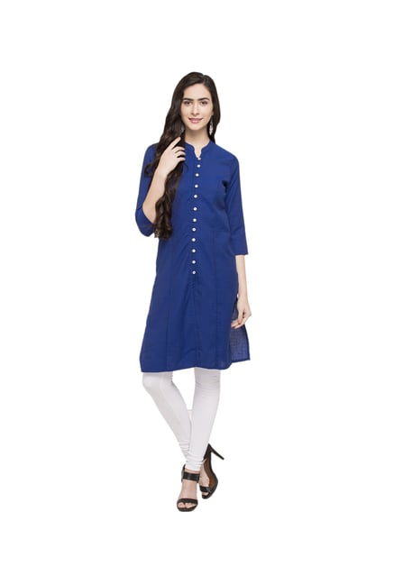 Globus Blue Textured Cotton Kurta Globus Blue Textured Cotton Kurta