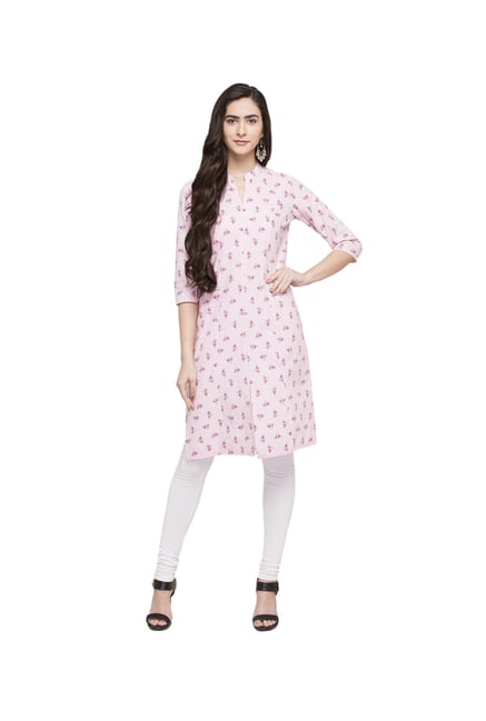 Globus Pink Floral Print Cotton Kurta Globus Pink Floral Print Cotton Kurta
