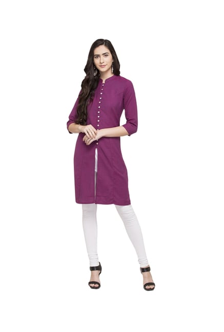 Globus Dark Pink Textured Cotton Kurta Globus Dark Pink Textured Cotton Kurta